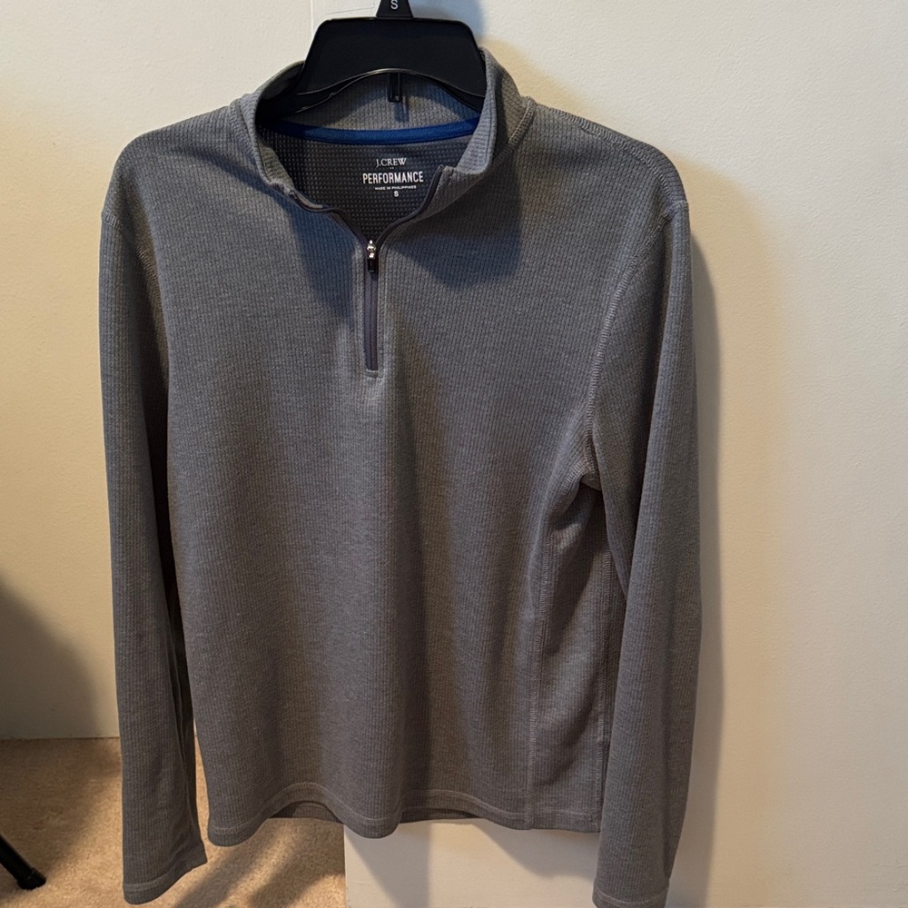 J.Crew Men's Performance Quarter Zip Pullover Gray Size S